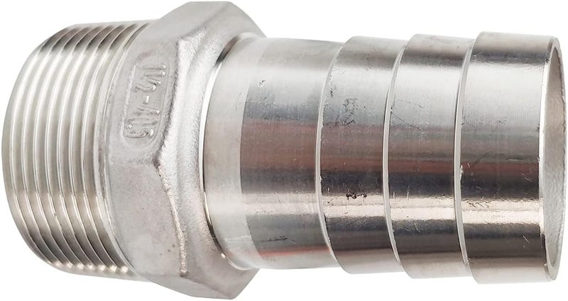 JENSWILL 1-1/2"(40mm) Hose Barb to 1-1/2" NPT Male Threaded- Stainless Steel Hose Fitting Connector Adapter Pipe Fitting Pack of 2 - Image 2